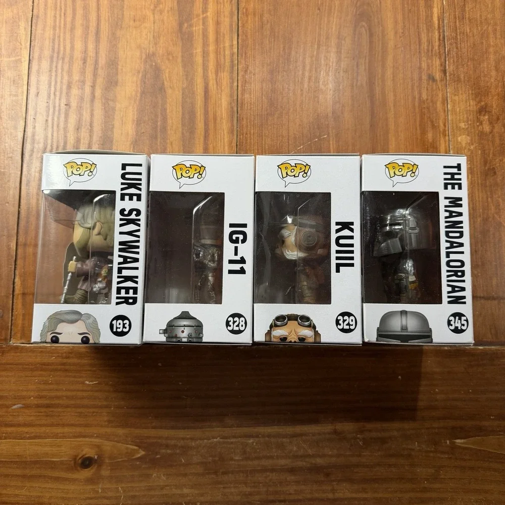 Star Wars Funko Pop Lot of 4 Mandalorian Chrome Amazon Exclusive Luke IG-11